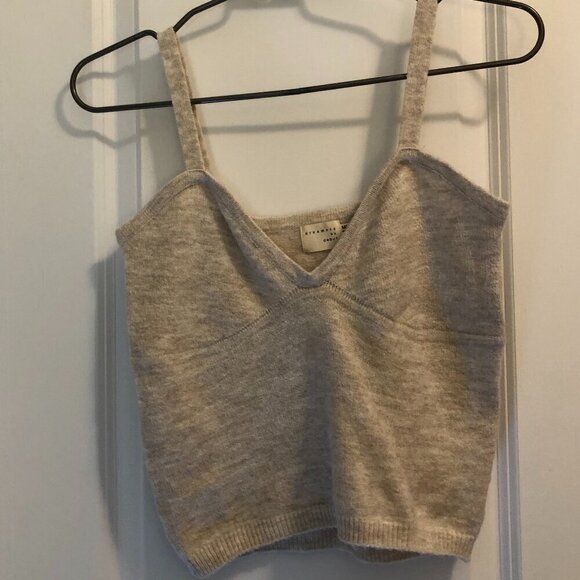 Dreamers By Debut Cropped V Neck Camisole Sweater Tan Size M/L EUC - Picture 1 of 8